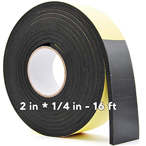 Foam Rubber Seal Strip -2" W x 1/4" T- Adhesive Tape Foam Tape Closed Cell Foam Strip Automotive Weather Stripping - size: 2in x 1/4in - 16ft