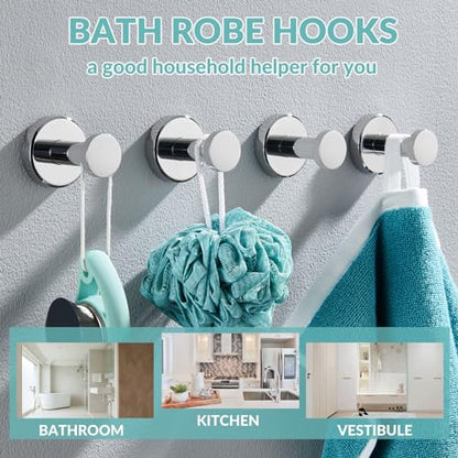 APLusee Polished Chrome Robe Towel Hooks for Bathroom, 4 Pack, Wall Mounted - color: Polished Chrome, size: 4 Pack