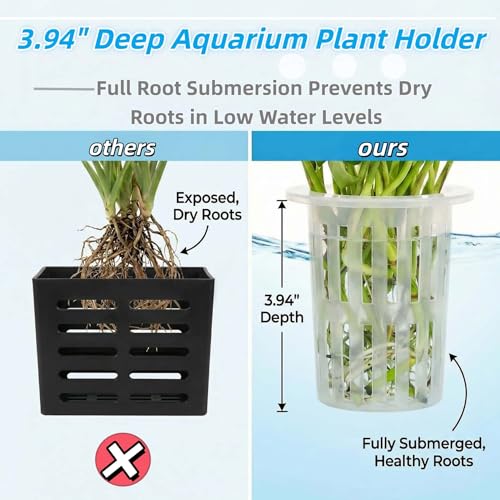 2 Pack Upgraded Aquarium Plant Holder, Large Fish Tank Plant Holder with Suction Cup and 3 Size Hooks for Different Tank Thickness