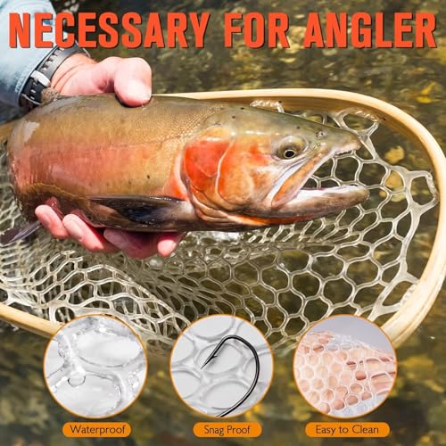 Rubber Fishing Net Replacement Netting Without Handle Clear Black Fishing Nets for Fish Fly Fish Landing Net Bag for Freshwater Saltwater Foldable Trout Net Rubber Mesh 5 Sizes White Black Red