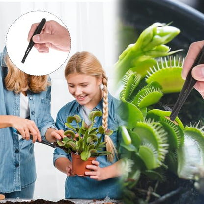 TIESOME 8 PCS Venus Fly Trap Feeding Tweezers, 8 Styles Black Straight and Curved Tweezers Set Carnivorous Plant Feeding Tongs for Flytraps Pitcher Plants Butterwort Reptile Feeding
