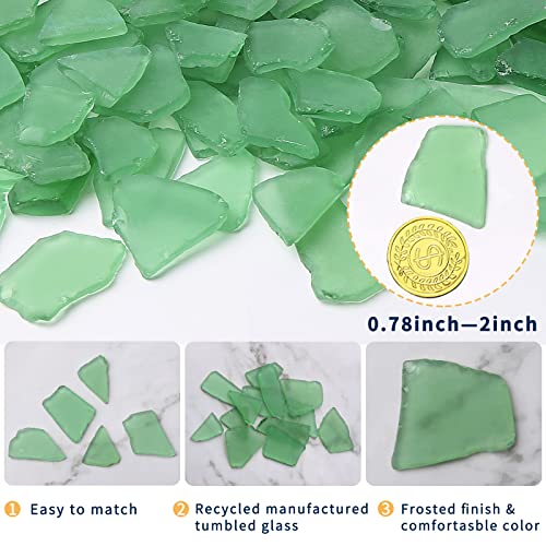 Sea Glass for Crafts - Decorative Frosted Seaglass Pieces - 16oz - Vase Filler, DIY Art Craft Supplies - Beach Wedding, Home Decor, Aquarium Decor (Green)
