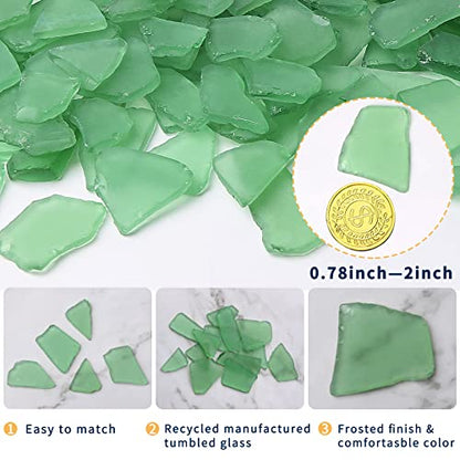 Sea Glass for Crafts - Decorative Frosted Seaglass Pieces - 16oz - Vase Filler, DIY Art Craft Supplies - Beach Wedding, Home Decor, Aquarium Decor (Green)