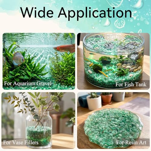 1LB Crystal Chips Stone Crushed Quartz Tumbled 3-5mm Undrilled Mini Irregular Shaped Decorative Rocks for Aquarium Gravel, Fish Tank,Vase Fillers,Succulent Pots (Green Aventurine, 1LB)