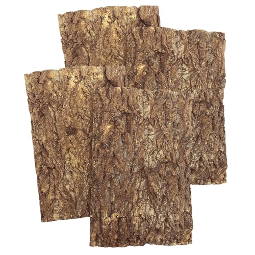 4PCS Cork Tile Terrarium Background 15.7"x11.8" Reptile Bark Backdrop Wall Decor Bearded Dragon Tank Climbing Mat Decoration for Gecko Lizard Tortoise Chameleon - size: 4Pcs-15.7"x11.8"