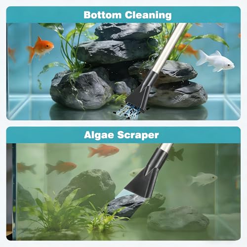 Aquarium Gravel Vacuum Sand Cleaner with 6Ft Pipe Fish Tank Water Changer Adjustable Length ABS(for 3~8Gal Tank)