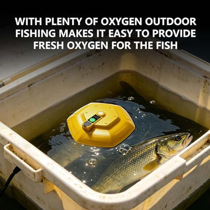 Floating & Rechargeable Bait Bucket Aerator, IPX7 Waterproof Rechargeable Charging Portable Oxygen Pump Floating Aerator Livewell for Fish Tank & Fishing Trips,Ultra-Quiet Bubbler for Live Bait