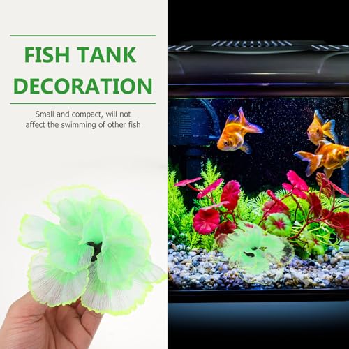 Lurrose Aquarium Artificial Aquatic Plant Decoration, Lifelike Green Silicone Fish Tank Ornament for Freshwater and Saltwater Tanks, Plastic Landscaping Decor for Home and Office