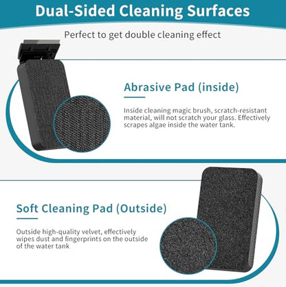 hygger Aquarium Magnet Glass Cleaner, Magnetic Fish Tank Cleaner with 2 Blades for Glass and Acrylic Aquariums, Aquarium Algae Scraper with Super Strong Magnet for Tank Thickness Up to 0.2 Inch (S) - size: S for Glass Thickness ≤ 0.2“