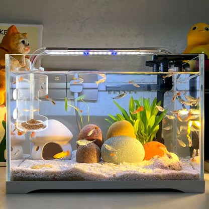 No Mess Aquarium Feeder Fish Tank Dish Tray Acrylic Clear Fishs Tank Feeder with Suction Cup, Round and Square Fishs Food Container Holder Dispenser 2.36x3.93 in for Turtle Shrimp Betta Feeding