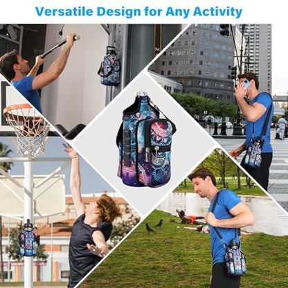 icolor Magnetic Gym Bag Water Bottle Carrier Holder with Phone Pockets & Shoulder Strap,Gym Magnetic Bag 5 Built-in Magnets Gym Accessories Organizer Sling Bottle Bag Pouch Sleeve - color: Mandala