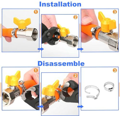 260 PCS 12 Sizes Single Ear Hose Clamps, 5.3-33.1mm 304 Stainless Steel Crimp Hose Clamp Assortment Kit with Ear Clamp Pincer, Cinch Rings Crimp Pinch Tools for Securing Pipe Hoses Automotive Use