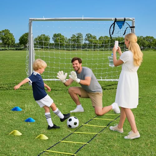 Soccer Goals for Backyard Soccer Goal 12x6 Big 10x6.5 8x6 6x4FT Soccer Goals for Youth Adults and Kids Large Metal 2" Goal Post with Agility Ladder and Target Net Soccer Cones Practice Equipment - size: 6×4 FT