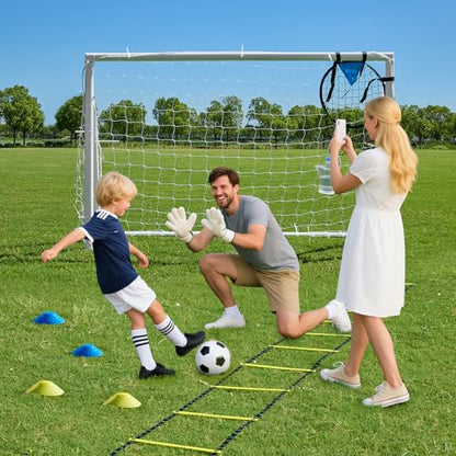 Soccer Goals for Backyard Soccer Goal 12x6 Big 10x6.5 8x6 6x4FT Soccer Goals for Youth Adults and Kids Large Metal 2" Goal Post with Agility Ladder and Target Net Soccer Cones Practice Equipment - size: 6×4 FT
