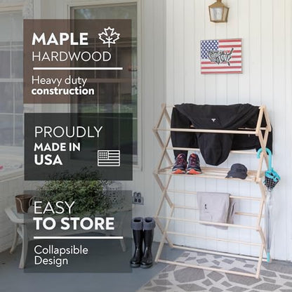 Pennsylvania Woodworks Clothes Drying Rack: Solid Maple Hard Wood Laundry Rack for Sweaters, Blouses, Lingerie & More, Durable Folding Drying Rack, Made in USA, No Assembly Needed, Medium - color: Medium