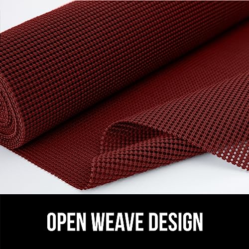 GORILLA GRIP powerGRIP Drawer Shelf and Cabinet Liner, Thick Strong Hold, Non-Adhesive Liners Protect Kitchen Cabinets and Cupboard, Bathroom Drawers, Easy Install, Breathable Mat, 12" x10', Red - color: Red, style: 12" x 10'