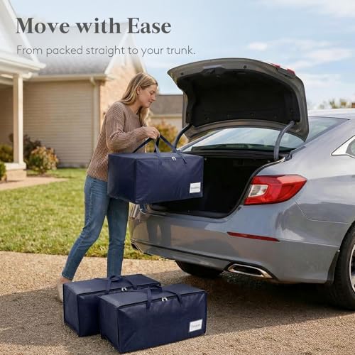 Lifewit 4 Pack Large Moving Bags with Lids, Clothes Storage Bags with Strong Zipper & Reinforced Handles, Heavy Duty Packing Cubes for Moving Supplies, Clothes, Blankets (Dark Blue)