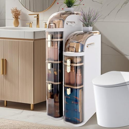 Slim Bathroom Storage Cabinet,Waterproof Narrow Bathroom Drawers,Suitable for Small Spaces,Ideal for Bathrooms, Living Rooms,Toilet,Kitchen or Bedrooms (4-Tiers)