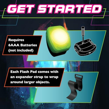 MindWare Flex Flash Reflex Training Game for Kids & Adults | Flex Flash Reflex Training Game. Includes 3 strap expanders and rules (requires 6 aaa batteries. Ages 6+.