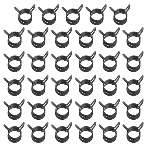 PATIKIL Spring Band Hose Pipe Clamps for 10-11.2mm OD Hose, 35 Pack Silicone Vacuum Constant Tension Band Clips for Fuel Line Silicone Air Hose Tube Water Pipe, Black - color: Black, size: 10-11.2mm