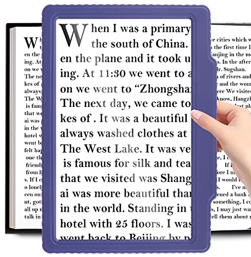 5X Full-Page Magnifying Glass for Reading, Handheld Lightweight Magnifier Provide Large Page Viewing Area Perfect for Reading Small Prints and Low Vision Person,Blue