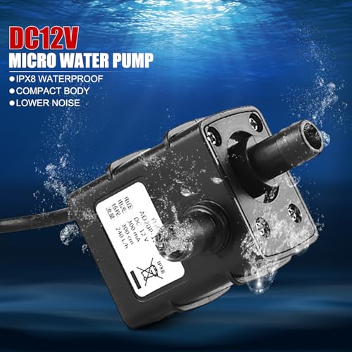 12 Volt Solar, Aquarium Water Pumps, Brushless Submersible Pump Dc12v 240l/H Ultra Quiet Brushless Motor Pump Mini Submersible Water Pump for Aquarium Fish Tank Hydroponic Fountains