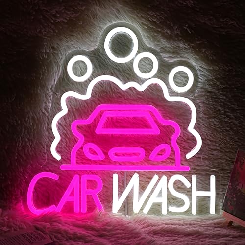 Car Wash Neon Sign for Wall Decor Car Neon Light Dimmable Sedan LED Light Sign for Party Gas Station Service Area Auto Repair Shop Car Show - style: Car Wash