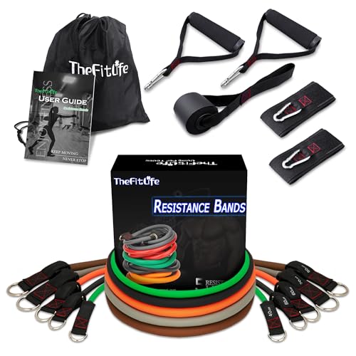 TheFitLife Resistance Bands Set with Handles, Door Anchor and Ankle Straps | Workout Bands for Muscle Strength Training, Home Gym Fitness, Full Body Exercise for Men, Women, Pilate, and Physical Therapy