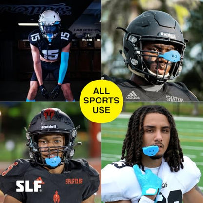 SLEEFS Classic Football Mouthguard with Removable Strap, No-Boil Design - color: Sky Blue, size: Adult