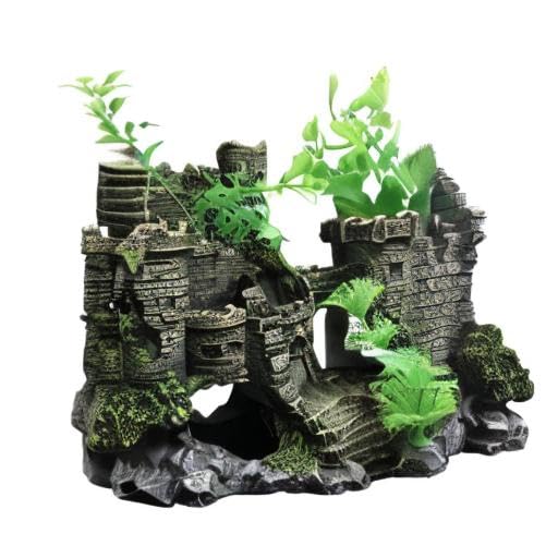 SLOCME Aquarium Medieval Resin Castle Decoration - Realistic Fish Tank Castle Accessory, Shelter for Betta Fish & Reptile