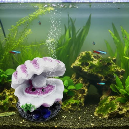 Fish Tank Bubbler Decorations,Mini Cute Pink Shell Decor,Aquarium Decor with Air Stone for Small Fish Tank Bubblers