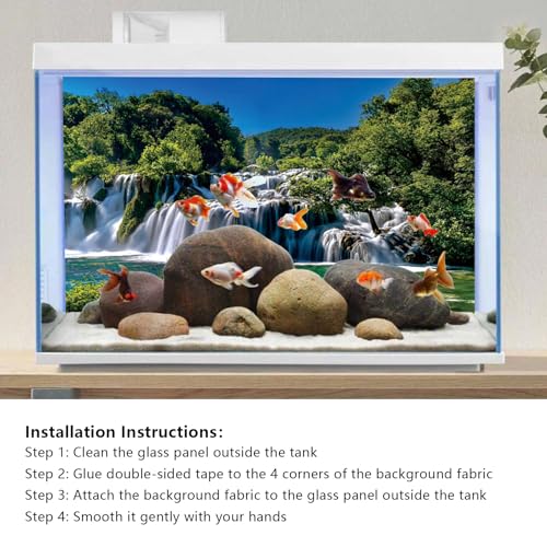 YongFoto Fish Tank Background 24x12 inch Aquarium Background Forest Lakes Rivers Mountains Nature Scenery Backdrop Reptile Habitat Terrarium Background - color: Green-3, size: 24x12in/60x30cm