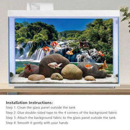 YongFoto Fish Tank Background 24x12 inch Aquarium Background Forest Lakes Rivers Mountains Nature Scenery Backdrop Reptile Habitat Terrarium Background - color: Green-3, size: 24x12in/60x30cm