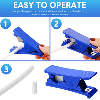3 Pieces PTFE Plastic Tubing Cutter Hose Tube Cutter Pipe Accurate Tube Cutting Tool for Nylon PVC PU Tubing and Hose Cut up to 3/4 Inch OD (Blue) - color: Blue