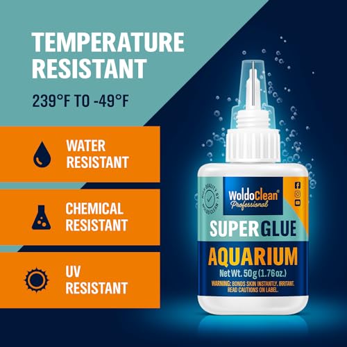 WoldoClean Aquarium Super Glue 50g - Plant Glue for Aquascaping, Live Plants, Moss, Rocks & Driftwood - Fish Tank Safe, Clear Drying & Waterproof, Freshwater & Saltwater Reef