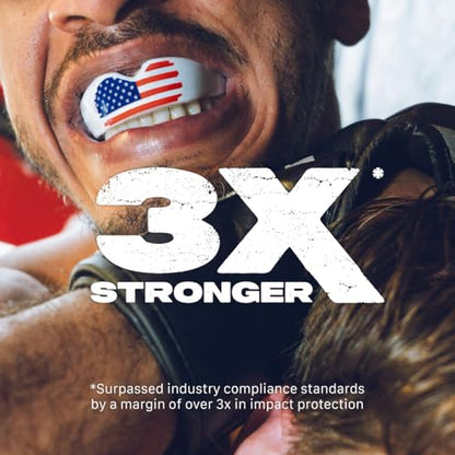 SAFEJAWZ American Flag Mouth Guard, Adult Dual Layer Mouthguard with Case - color: American Flag, size: Adult (12+)
