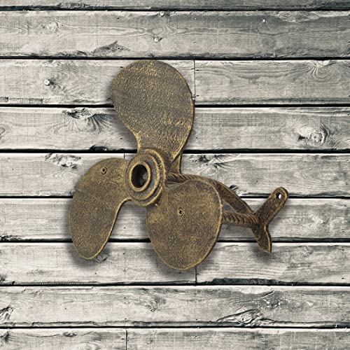 Bronze Finish Cast Iron Boat Propeller Wall-Mounted Decorative Garden Hose Hanger - Nautical Outdoor Hose Holder Decor to Add Maritime Charm to Your Garden