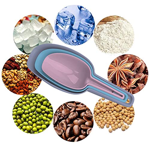 3 in 1Ice Scoop Set, Multi Purpose Plastic Kitchen Scoops Canisters, Ice Scooper for Freezer, Rice, Canisters, Flour, Dry Foods, Candy, Pop Corn, Coffee Beans and Pet Food