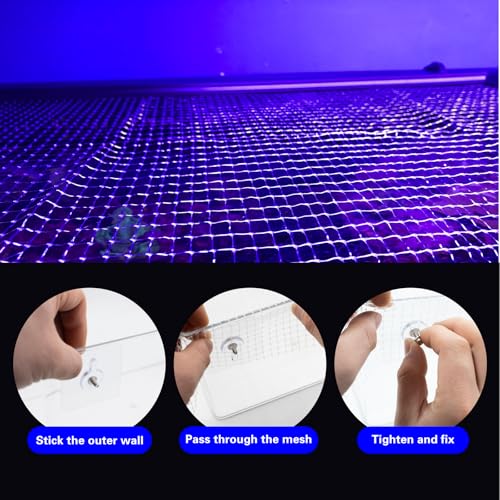 3.28 x 6.56 ft Clear Mesh Netting with 8 Traceless Screws, Plastic Cuttable Fish Tank Anti-Jump Protective Lid, Air Screen Net for Aquarium Covering