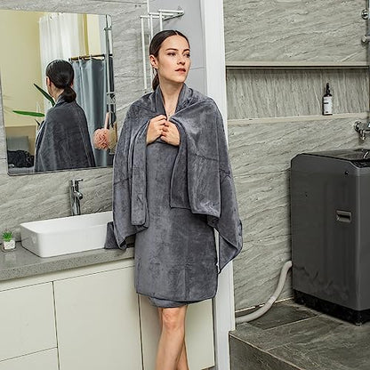 JML Microfiber Bath Towels with Hanging Hook, 6 Pack, 30" x 60", Grey - color: - Grey, size: 6 Pack (30 in x 60 in)
