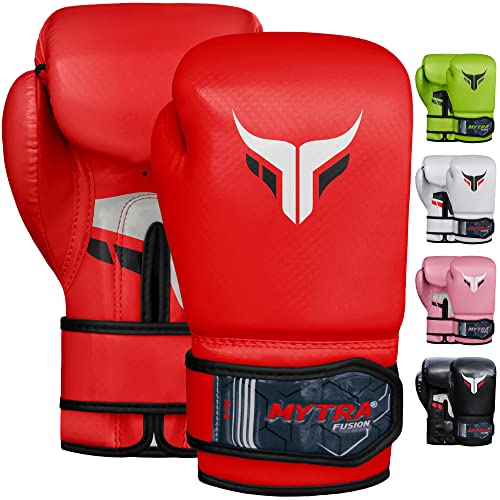 Mytra Fusion Boxing Gloves for Men, Women & Junior Training, Punching Bag, Sparring, Kickboxing, Fighting, Muay Thai, Bag Gloves - color: Red, size: 4-oz