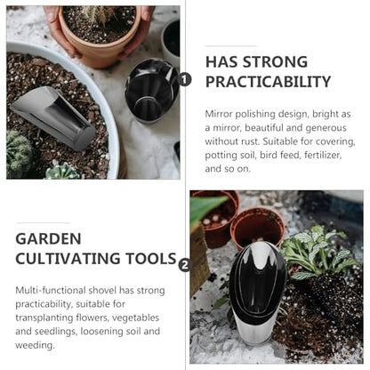 Happyyami 3pcs Bonsai Shovel Stainless Steel Garden Hand Metal Spade Shovel Bucket Spade Potted Planting Potting Cup for Home Gardening Silver