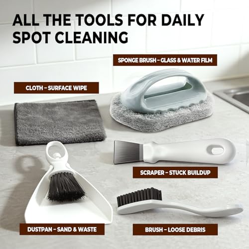 Bearded Dragon Tank Cleaning Kit, Reptile Enclosure Cleaning Tool Set with Mini Dustpan, Brush, Scraper & Cleaning Cloth for Lizard & Gecko Terrarium Maintenance