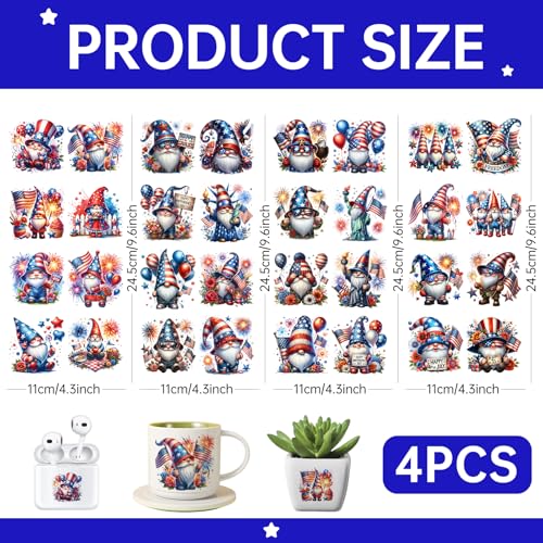 4 PCS American Flag Animals UV DTF Cup Wrap High Viscosity Stickers for Glass Mugs Notebooks Laptops - style: American Flag Animals