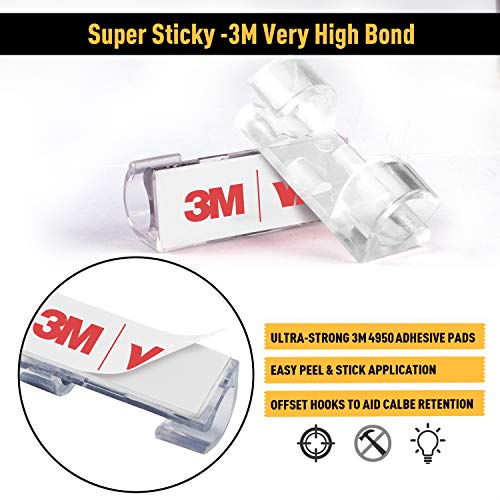 Cable Clips with Strong Self-Adhesive, XIAOXI Cord Organizer Cable Management Organizing Cords Wire for Car, Home and Office - 20 Pcs (Clear)