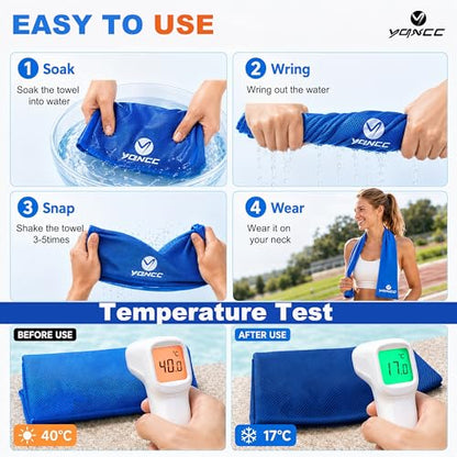 YQXCC 4 Pack Cooling Towels (47"x12"), Ice Cool Towels for Neck & Face - color: Dark Gray 4 Packs