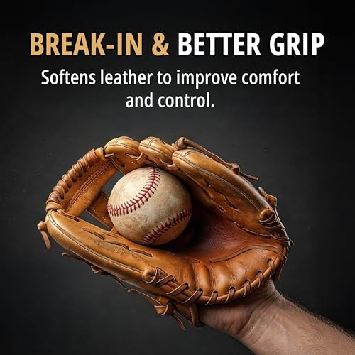 Eagle Baseball Glove Oil Conditioner with Applicator Cloth - 250mL (8.45oz) Glove Oil for Break-in & Glove Treatment - Leather Softener & Conditioner for Baseball, Softball Mitts
