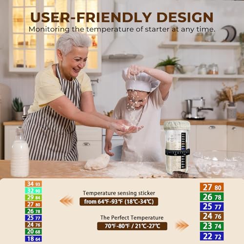 Sourdough Starter Kit, 650mL/24oz Wide Mouth Sour Dough Glass Jar Container with Lid, Fermentation Tank for Sourdough Bread Baking Supplies, Perfect for Beginners & Pro Bakers, transparent