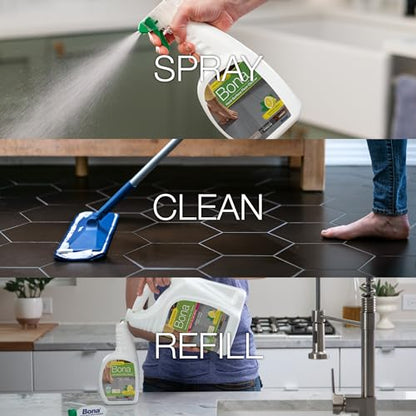 Bona Multi-Surface Floor Cleaner Spray - 32 fl oz - Lemon Mint Scent - Refillable - Residue-Free Floor Cleaning Solution for Stone, Tile, Laminate, and Vinyl Floors (Pack of 2) - size: 32 Fl Oz (Pack of 2)