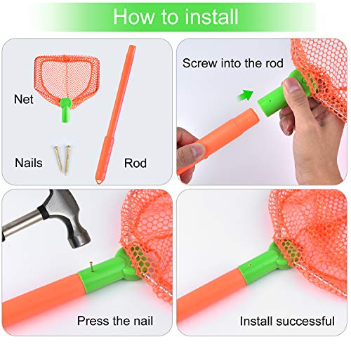Coopay 4 Pieces Fishing Net Catching Bug Nets Fish Butterfly Nets Beach Toys for Kids Outdoor Playing (Blue, Orange)